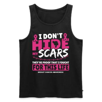 I Don't Hide My Scars Breast Cancer Awareness - Männer Premium Bio Tank Top - Schwarz - Vorne - AI Model Male 178 light (178cm)