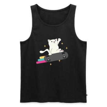 Lustige Skater Katze Skateboard Skateboarding - Männer Premium Bio Tank Top - Schwarz - Vorne - AI Model Male 178 light (178cm)