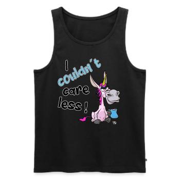 Je m’en fous. Drôle de licorne âne - Débardeur bio Premium Homme - noir - Devant - AI Model Male 178 light (178cm)