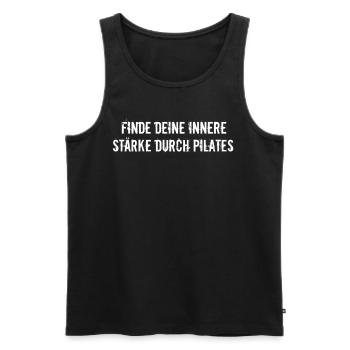Pilates - Finde deine innere Stärke durch Pilates - Männer Premium Bio Tank Top - Schwarz - Vorne - Michal (187cm)