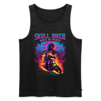 Ghostrider Illustration Moto Synthwave Art - Débardeur bio Premium Homme - noir - Devant - AI Model Male 178 light (178cm)