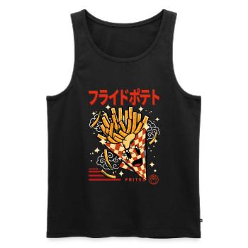Japon French frites kanji - Débardeur bio Premium Homme - noir - Devant - AI Model Male 178 light (178cm)