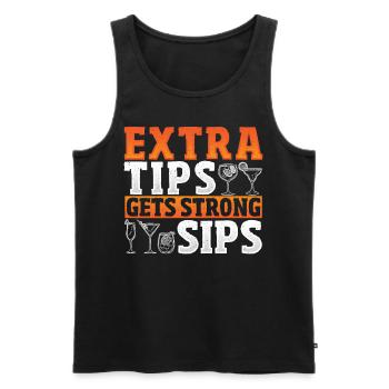 Extra Tips Gets Strong Sips Bartender Barkeeper - Men's Premium Organic Tank Top - black - Front - AI Model Male 178 light (178cm)