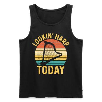 Harfenspieler Harfenist Retro - Männer Premium Bio Tank Top - Schwarz - Vorne - Michal (187cm)