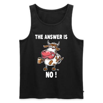 The Answer is no! Grumpy Funny Cow - Men's Premium Organic Tank Top - black - Front - Michal (187cm)