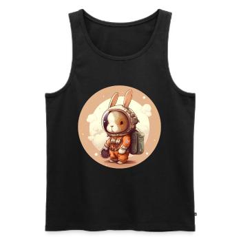 Cute bunny with balloons Easter space - Men's Premium Organic Tank Top - black - Front - AI Model Male 178 light (178cm)