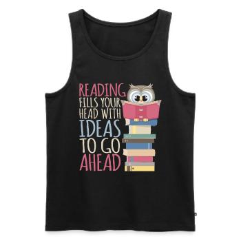 Reading Book Bookworm Library Owl Bookworm - Men's Premium Organic Tank Top - black - Front - AI Model Male 178 light (178cm)