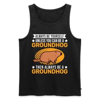 Murmeltier Groundhog Marmot Waldmurmeltier - Männer Premium Bio Tank Top - Schwarz - Vorne - AI Model Male 178 light (178cm)