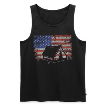 Camping Retro USA Flag Bushcraft 4th of July - Men's Premium Organic Tank Top - black - Front - Michal (187cm)