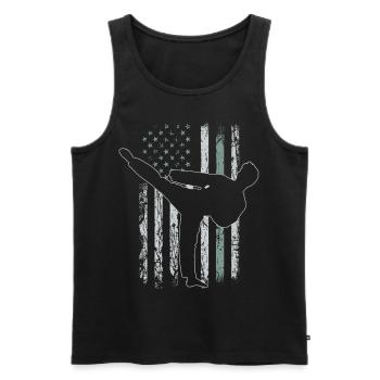 Capoeira Retro USA Flag Martial Arts 4th of July - Men's Premium Organic Tank Top - black - Front - Michal (187cm)