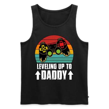 Aufleveln zu Papa Papa zu sein - Männer Premium Bio Tank Top - Schwarz - Vorne - AI Model Male 178 light (178cm)