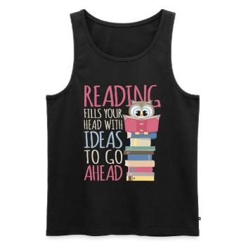 Reading Book Bookworm Library Owl Bookworm - Men's Premium Organic Tank Top - black - Front - AI Model Male 178 light (178cm)