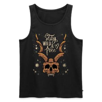 Crâne cornu Baphomet Crâne vintage, disant - Débardeur bio Premium Homme - noir - Devant - AI Model Male 178 light (178cm)