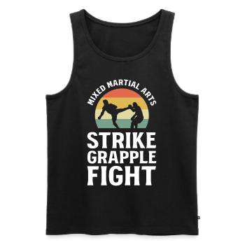 Arts martiaux mixtes Strike Grapple Fight MMA - Débardeur bio Premium Homme - noir - Devant - AI Model Male 178 light (178cm)
