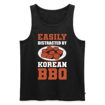 Easily Distracted By Korean BBQ Traditional Asian - Men's Premium Organic Tank Top - black - Front - AI Model Male 178 light (178cm)