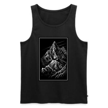 Hiking Mountaineering Mountains Outdoor Line Art - Men's Premium Organic Tank Top - black - Front - Michal (187cm)
