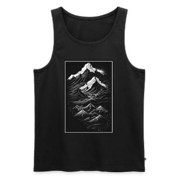 Hiking Mountaineering Mountains Outdoor Line Art - Men's Premium Organic Tank Top - black - Front - Michal (187cm)