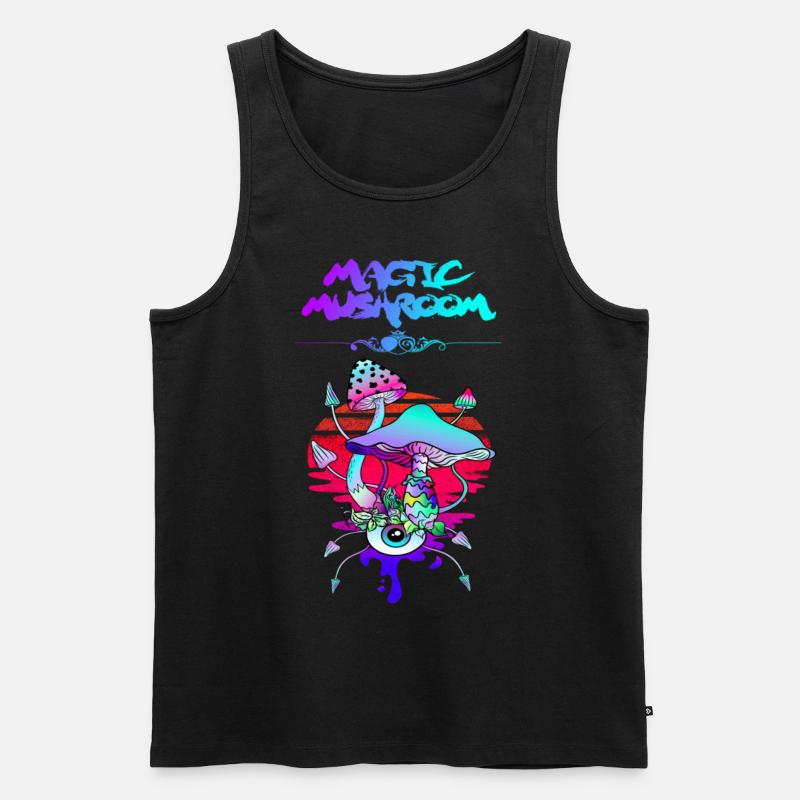 Magic Mushroom Sunset - Männer Premium Bio Tank Top - Schwarz