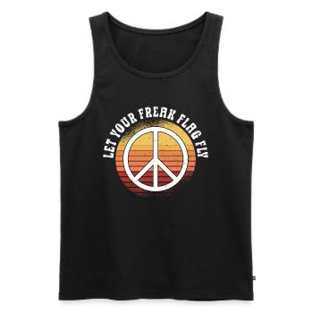 Hippie Peace Zeichen Frieden Blumen Blumenkind - Männer Premium Bio Tank Top - Schwarz - Vorne - Michal (187cm)