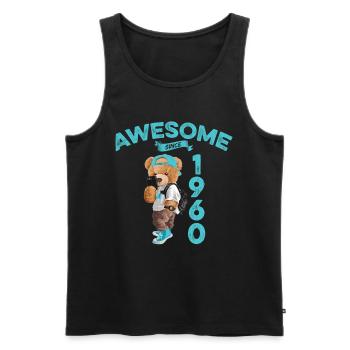 1960 Geburtstag Teddy Bär Awesome since - Männer Premium Bio Tank Top - Schwarz - Vorne - Michal (187cm)