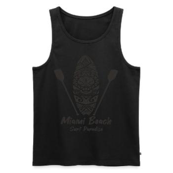 Miami Beach Surfing Florida Vacation Palm Tree Ocean - Men's Premium Organic Tank Top - black - Front - Michal (187cm)
