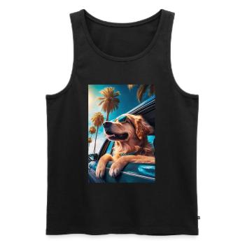 Golden Retriever Sunglasses Beach Palms - Men's Premium Organic Tank Top - black - Front - AI Model Male 178 light (178cm)