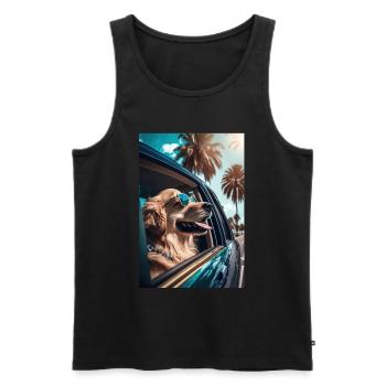Golden Retriever Sunglasses Beach Palms - Men's Premium Organic Tank Top - black - Front - AI Model Male 178 light (178cm)