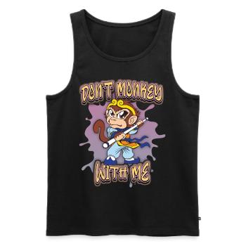 Affe, Cartoon-Affe, Ninja-Affe, lustiger Spruch - Männer Premium Bio Tank Top - Schwarz - Vorne - AI Model Male 178 light (178cm)