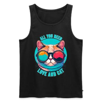 Funny cat with sunglasses cat lovers - Men's Premium Organic Tank Top - black - Front - Michal (187cm)
