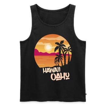 Oahu Family Vacation Hawaii Vacation Ocean Palm Trees - Men's Premium Organic Tank Top - black - Front - AI Model Male 178 light (178cm)