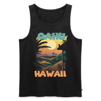 Palm Hawaii Oahu Vacation Beach Ocean - Men's Premium Organic Tank Top - black - Front - AI Model Male 178 light (178cm)