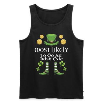 Most Likely To Do An Irish Exit - Men's Premium Organic Tank Top - black - Front - AI Model Male 178 light (178cm)