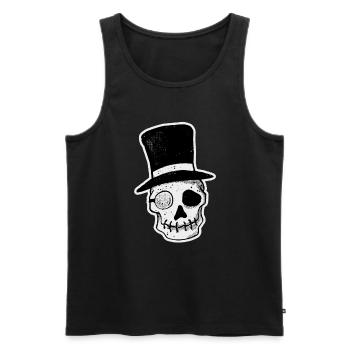 Mr. Dead Gentleman Totenkopf Halloween Magier - Männer Premium Bio Tank Top - Schwarz - Vorne - AI Model Male 178 light (178cm)