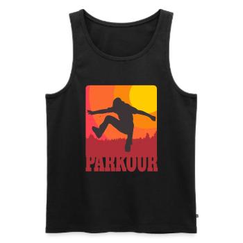 Parkour Urban Freerunning Retro Freerunner - Débardeur bio Premium Homme - noir - Devant - Michal (187cm)