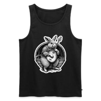 Rabbit Banjo Guitar Bunny Rabbit Easter Music - Men's Premium Organic Tank Top - black - Front - AI Model Male 178 light (178cm)