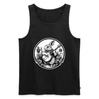Rabbit Banjo Guitar Bunny Rabbit Easter Music - Men's Premium Organic Tank Top - black - Front - AI Model Male 178 light (178cm)