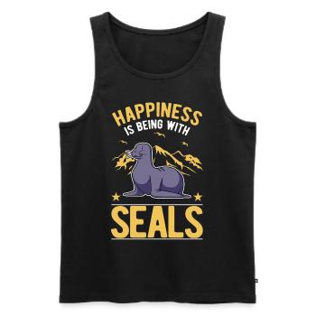 Robbe Glück Sea Lion Seelöwe - Men's Premium Organic Tank Top - black - Front - Michal (187cm)