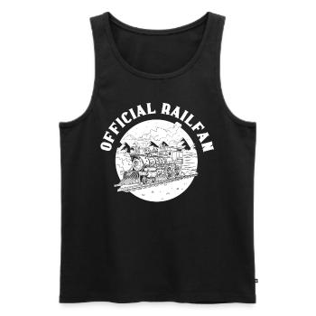 Official Railfan Railroad Trainspotter Railroad - Men's Premium Organic Tank Top - black - Front - AI Model Male 178 light (178cm)