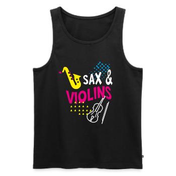 Sax & Violins Lustiges Musik Orchester Musiker - Männer Premium Bio Tank Top - Schwarz - Vorne - Michal (187cm)