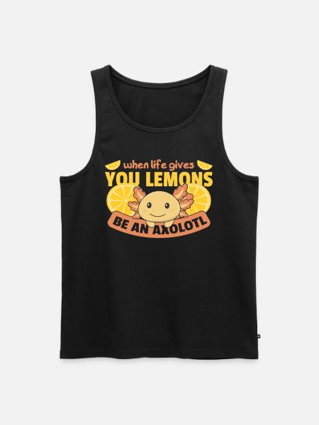 Axolotl Lemon Summer Yellow Axolotl - Men's Premium Organic Tank Top - black