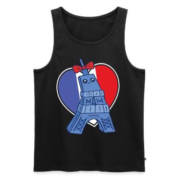 Tour Eiffel Souvenir Cœur Français Paris Franck - Débardeur bio Premium Homme - noir - Devant - Michal (187cm)