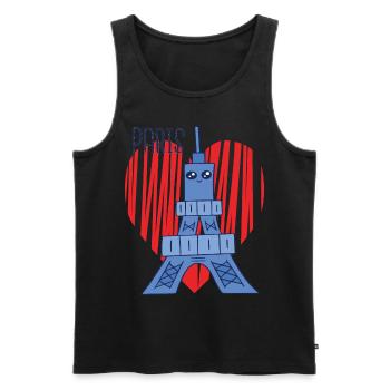 Paris-Coeur-Mignon Tour Eiffel-Français-France - Débardeur bio Premium Homme - noir - Devant - Michal (187cm)