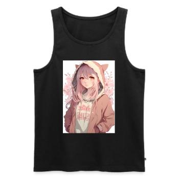Anime Girl Waifu Japanese Aesthetic Kawaii Otaku - Männer Premium Bio Tank Top - Schwarz - Vorne - AI Model Male 178 light (178cm)