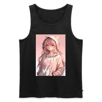 Anime Girl Waifu Japanese Aesthetic Kawaii Otaku - Männer Premium Bio Tank Top - Schwarz - Vorne - AI Model Male 178 light (178cm)