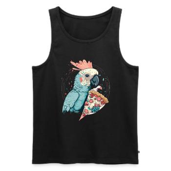 Kakadu isst Pizza für eine Kakadu Besitzer - Männer Premium Bio Tank Top - Schwarz - Vorne - Michal (187cm)
