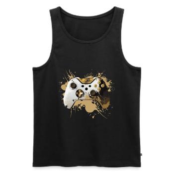 Golden Premium Gaming Controller Splash Art - Men's Premium Organic Tank Top - black - Front - AI Model Male 178 light (178cm)