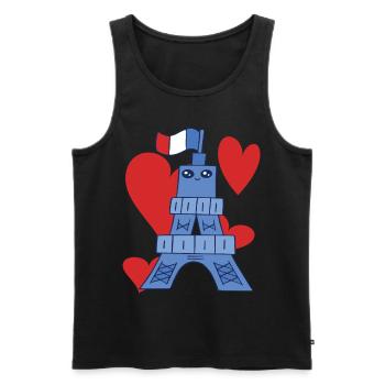 Mignon Tour Eiffel Paris Kawaii souvenir parisien - Débardeur bio Premium Homme - noir - Devant - Michal (187cm)