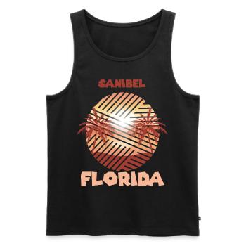 Retro Sanibel Florida Palmen Surfen im Ozean - Männer Premium Bio Tank Top - Schwarz - Vorne - Michal (187cm)