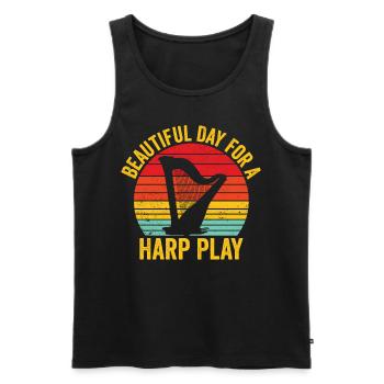 Harfenspieler Harfenist Retro - Männer Premium Bio Tank Top - Schwarz - Vorne - Michal (187cm)