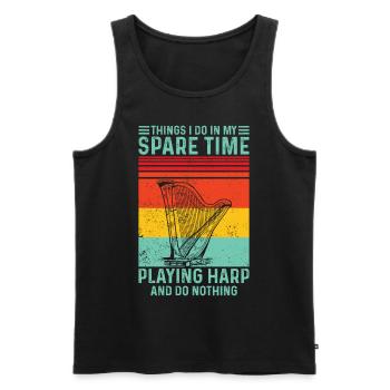 Harfenspieler Harfenist Retro - Männer Premium Bio Tank Top - Schwarz - Vorne - Michal (187cm)